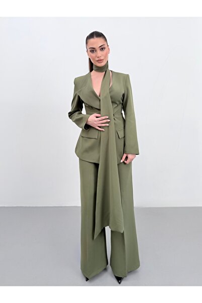 ossons Halter Neck Premium Double-Breasted Jacket Set