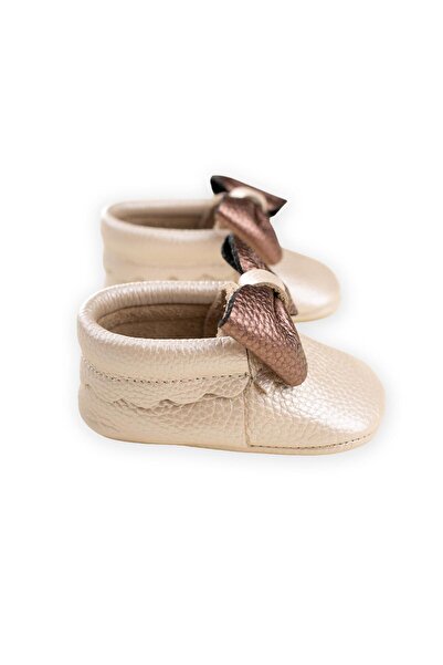 Cigit Leather Baby Shoes Size 17-21 Ecru-Rose