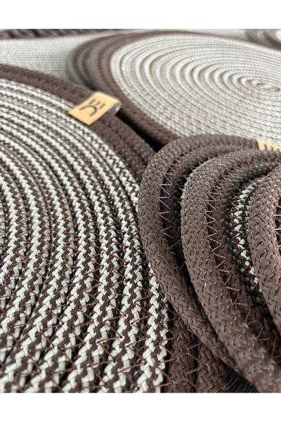 home inn 13-Piece Stain-Resistant Polypropylene Braided Model American Dinner Set – 6 Plates, 6 Coasters, 1 Runner