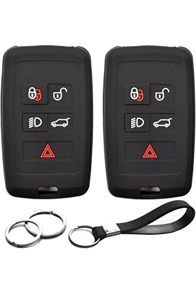 INFIPAR حافظة مفاتيح من السيليكون مكونة من قطعتين لسيارة لاند روفر بخمسة أزرا...