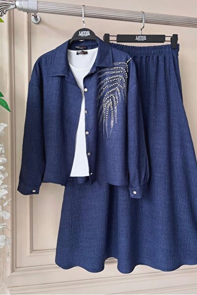 Mercan ITALYAN KETEN YAPRAK DETAYLI YAPRAK TAKIM