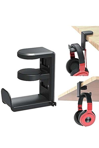 Arabest 3-in-1 Gaming Headphone & Controller Holder, Adjustable & Rotating, Under Desk Headset Stand(Black)