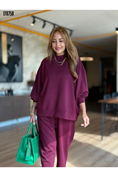 moda wanilia Double Suit Viscose Two Thread Long Sleeve Crew Neck Blouse Pants