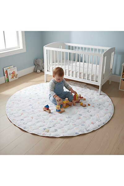 Bondberro Kapitone Bebek ve Çocuk Oyun Matı % 100 Pamuklu Kumaş içi Elyaf Dolgulu