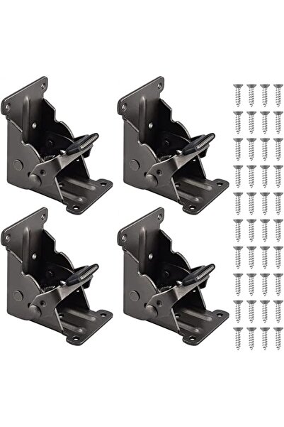 MAKINGTEC 4 Pieces Table Leg Folding Bracket 90° Locking Support Hinges (Black)