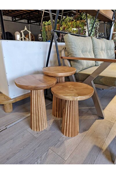 Aura Wood IHLAMUR 3 Lü mantar sehpa 35cm