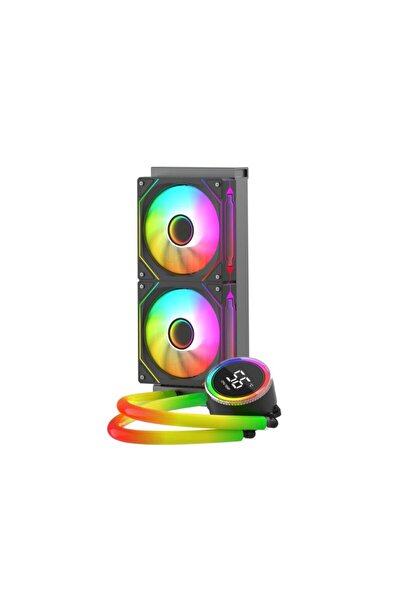 leeways 240 Pro White Argb Intel-Amd Compatible Black Liquid Cooler with Argb Digital Temperature Display