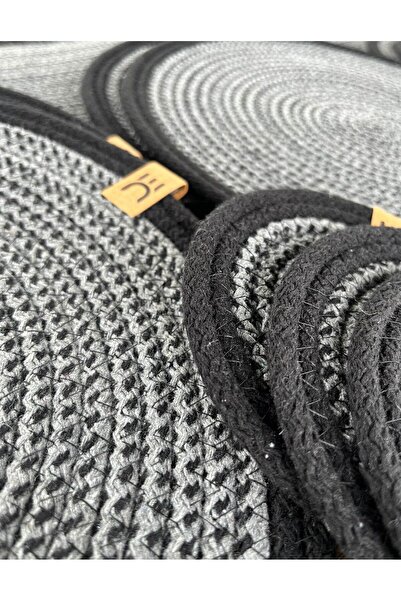 home inn 13-Piece Stain-Resistant Polypropylene Braided Model American Dinner Set – 6 Plates, 6 Coasters, 1 Runner