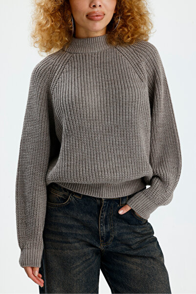 Figo Πλεκτό πουλόβερ με στρογγυλή λαιμόκοψη Raglan με ραβδώσεις