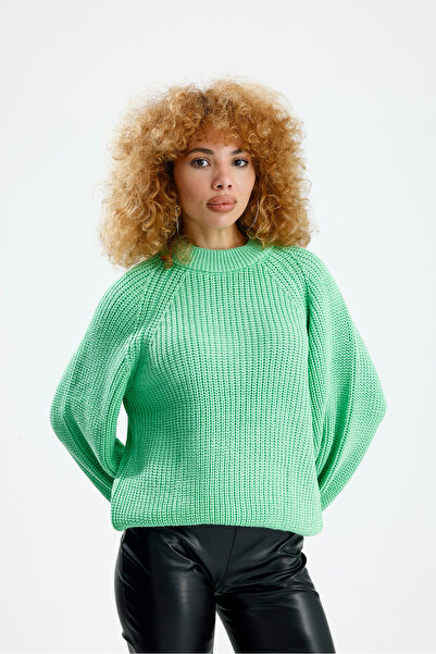 Figo Πλεκτό πουλόβερ με στρογγυλή λαιμόκοψη Raglan με ραβδώσεις