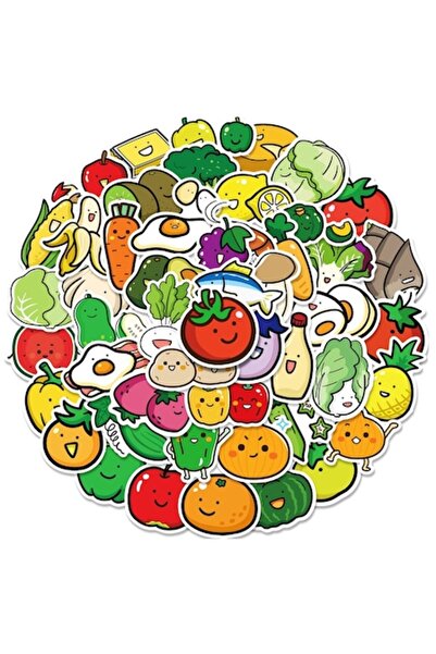 Feicaeesa Set de stickere decorative - Fructe și legume, reutilizabile, impermeabile, multicolore, 4-7 cm