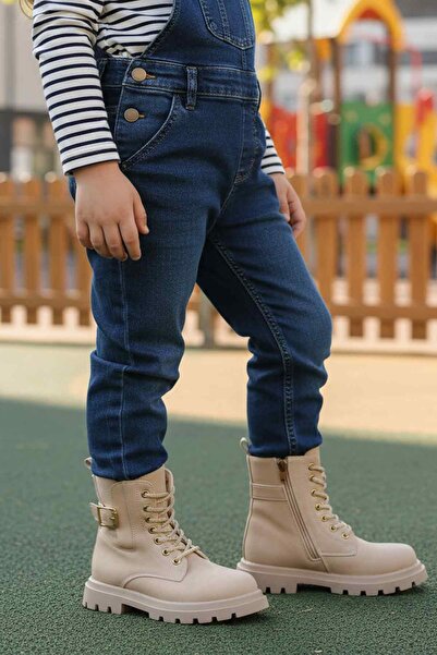 AYK'S Beige Children's Boots with Fleece Inside and Zipper Aleda F