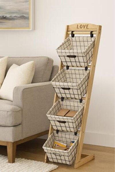 SPR ستاند خشب سلال حديد JARDO JARDO wooden stand with iron baskets