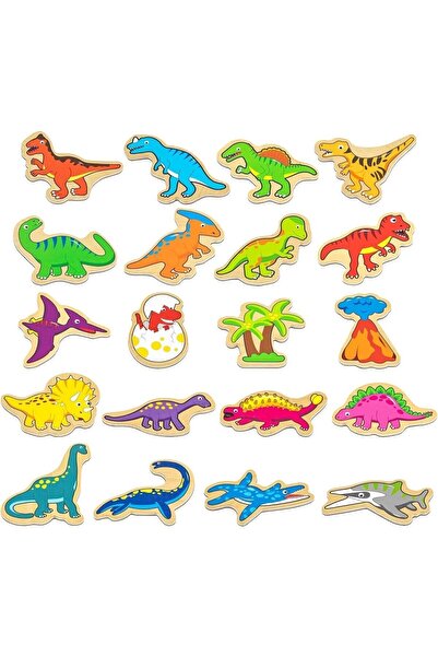 Calimera Toys لعبة مغناطيس الثلاجة على شكل ديناصورات مغناطيسية خشبية للأطفال ...