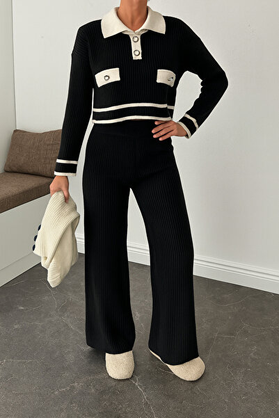 H&E LUXURY DESIGN Set de două piese de tricotaje sportive cu textura moale pentru femei