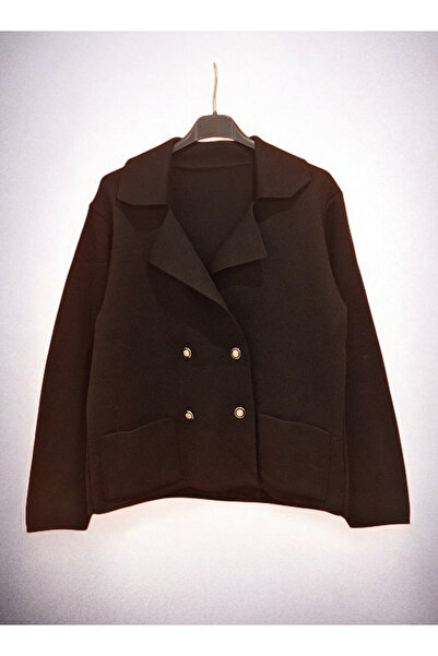 Yame Double-Breasted Knitwear Cardigan with Pocket and Button Detail