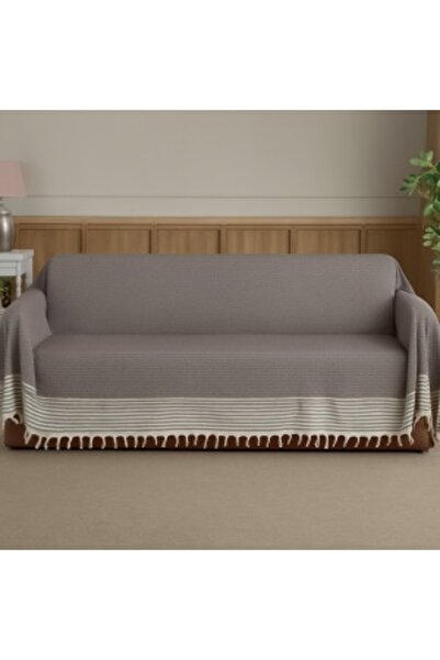 Artenova Cotton plaid with tassels for sofa or bed, 180x300 cm