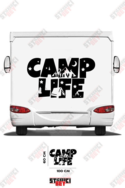 STİCKERCI BEY ملصق مطبوع بنمط خيمة التخييم على شكل عربة متنقلة