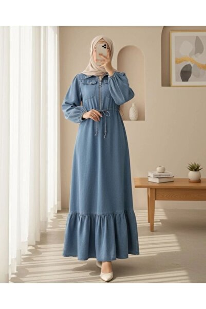 YILMAZBARMAZ Women's Cinched Waist Denim Dress