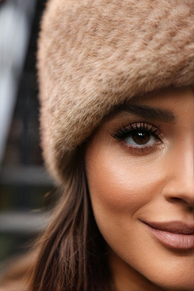 Mağazam Online Women's Winter Kalpak Hat Soft Textured Plush Faux Fur Beanie - Mink Honeycomb Earth