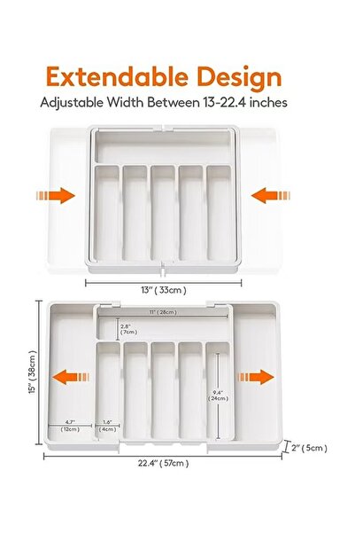 Generic Silverware Drawer Organizer Expandable Utensil Tray for Kitchen Flatware and Cutlery Holder