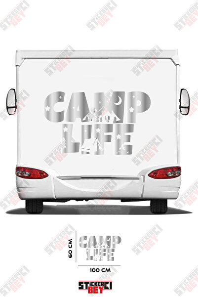 STİCKERCI BEY ملصق مطبوع بنمط خيمة التخييم على شكل عربة متنقلة