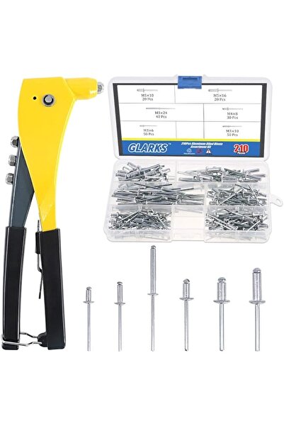 Glarks مجموعة مسامير برشام متينة - 210 قطعة من مسامير البرشام العمياء المصنوع...