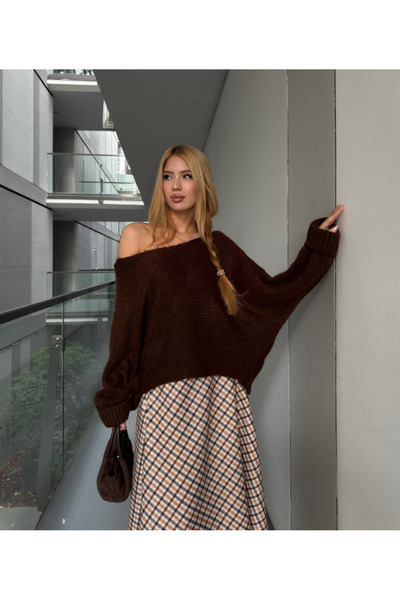 My Blog Brown Boat Neck - 4338