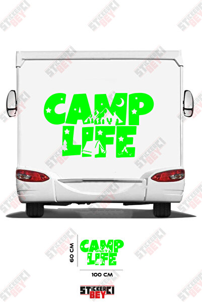 STİCKERCI BEY ملصق مطبوع بنمط خيمة التخييم على شكل عربة متنقلة