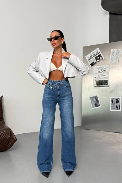 Joana Blugi albaștri cu croială regulată de la Jazveen