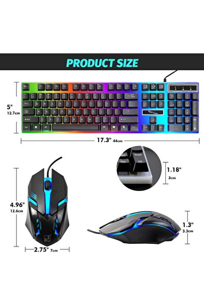 Generic SKY-TOUCH G21 Wired USB Gaming Keyboard and Mouse Combo - Black