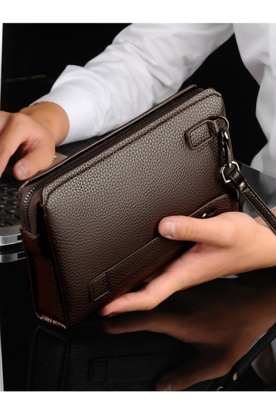 Generic Men's Clutch Bag Leather Long Purse Password Money Bag Business Wristlet Phone Wallet Male Casual