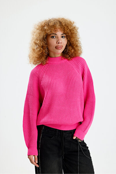 Figo Πλεκτό πουλόβερ με στρογγυλή λαιμόκοψη Raglan με ραβδώσεις