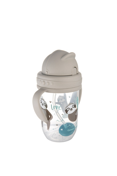 Canpol babies Spill-proof cup with straw and weight, 270 ml, Exotic Animals Grey, 6 months+