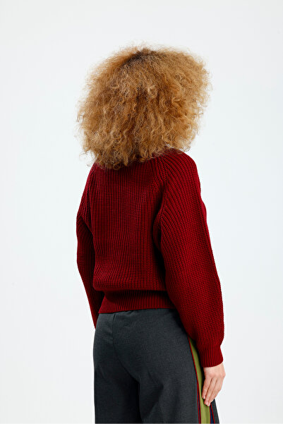 Figo Round Neck Raglan Sleeve Ribbed Knitwear Sweater