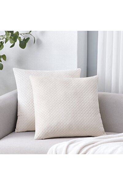 Livinova Lifestyle Cushion Covers Set of 2, 100% Polyester Velvet, 45x45 cm (Beige)