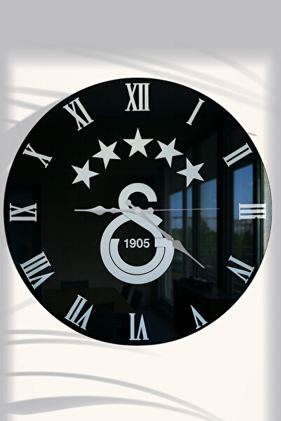 FLEXON Siyah Gerçek Cam Ayna Duvar Saati ◆ Taraftar Konsept Modern Tasarım ◆ ...