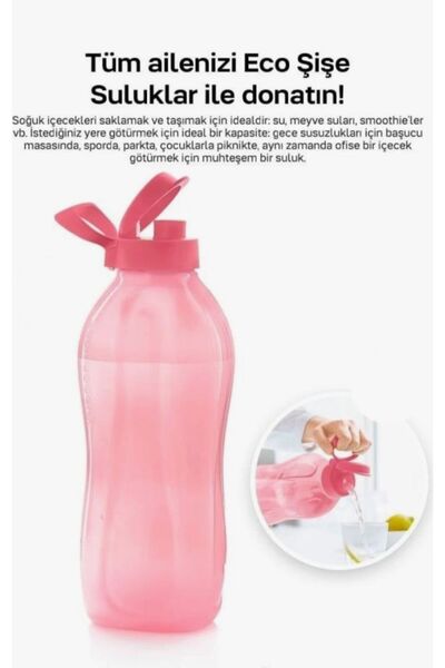 Tupperware Eco Bottle 2L Pink with Straw