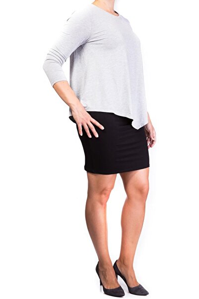 Mama basics Double Layer Maternity Nursing Dress, Medium, Grey/Black