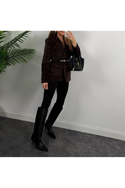 Lavanta Tekstil Яке с колан от флийс