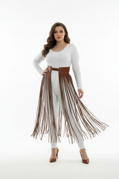 Angels Passion Plus Size Tan Skirt New Season Flowy for Everyday Use - Domestic Production Accessory