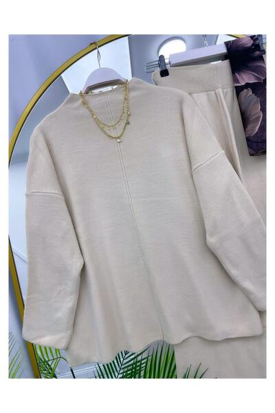 YEDİLALE Stand-Up Collar Casual Wide-Leg Knit Tunic Pants Double Set [Not a Shawl Genius, Size Range 38-44]