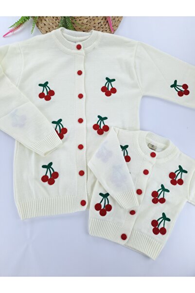 Butik Mother Daughter Matching Knitted Vest Cardigan with Strawberry, Cherry and Daisy (Sold Separately)
