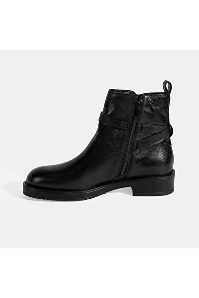 Desa Women's Black Adjustable Buckle Leather Boots