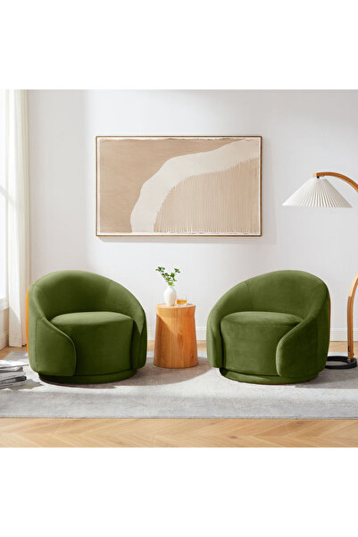 homejoyz | كراسي بذراعين من تويلايت ريدج، مصنوعة من خشب البوكل والخشب السويدي - لون الأفوكادو