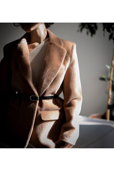 Lavanta Tekstil Jachetă blazer din pluș cu centură