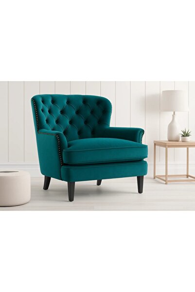 homejoyz كرسي بذراعين من VelvetVeil بتنجيد مخملي فاخر - أخضر غامق