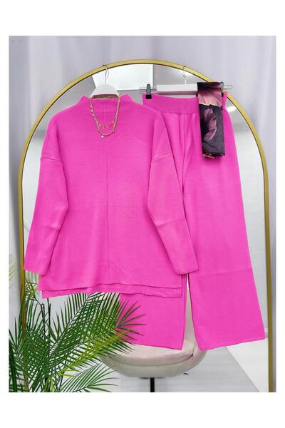 YEDİLALE Stand-Up Collar Casual Wide-Leg Knit Tunic Pants Double Set [Not a Shawl Genius, Size Range 38-44]