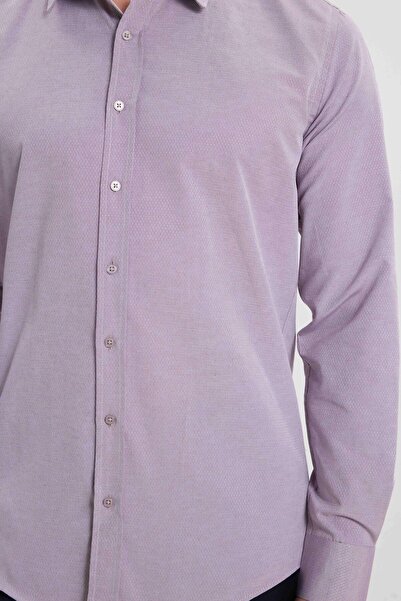 Tudors Modern Slim Fit Long Sleeve Cotton Easy Iron Dobby Dusty Rose Men's Shirt
