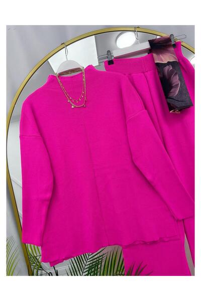 YEDİLALE Stand-Up Collar Casual Wide-Leg Knit Tunic Pants Double Set [Not a Shawl Genius, Size Range 38-44]